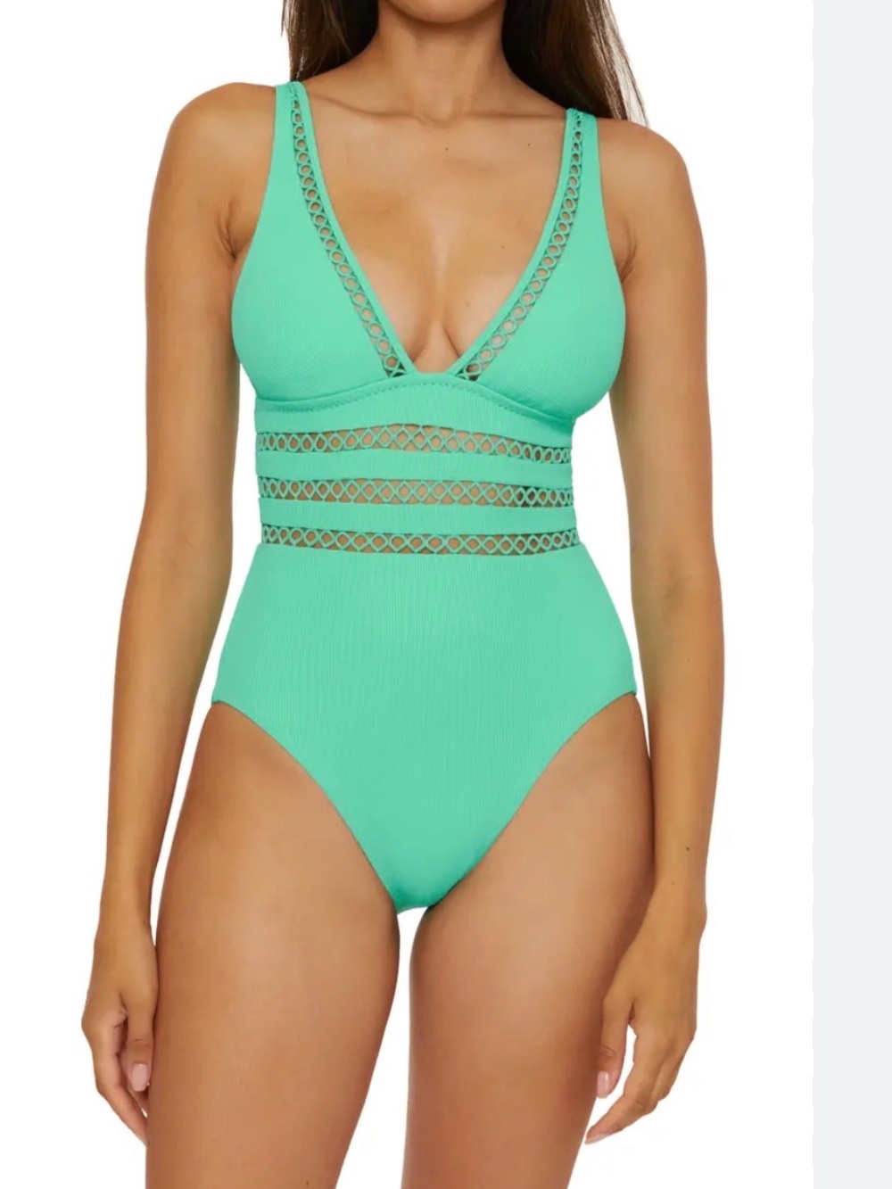 Becca  V-Neck One-Piece Swimsuit in Mint Green, Medium, NWT
